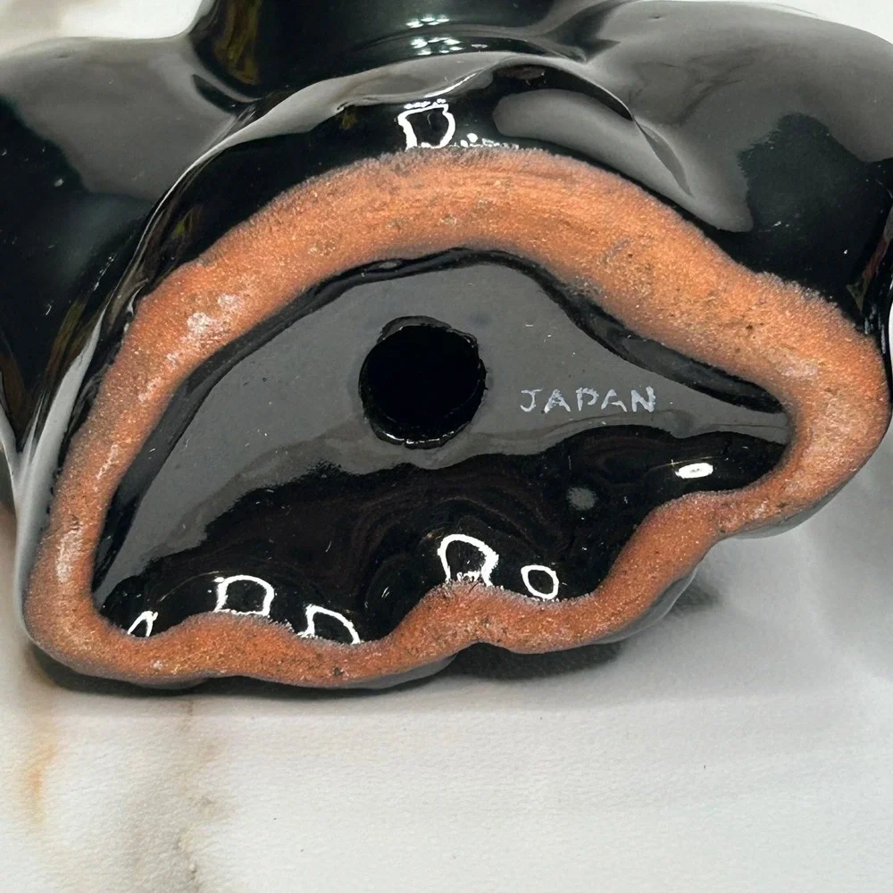 Vintage Black Elephant Salt and Pepper Shakers Set Ceramic Japan Mid Century